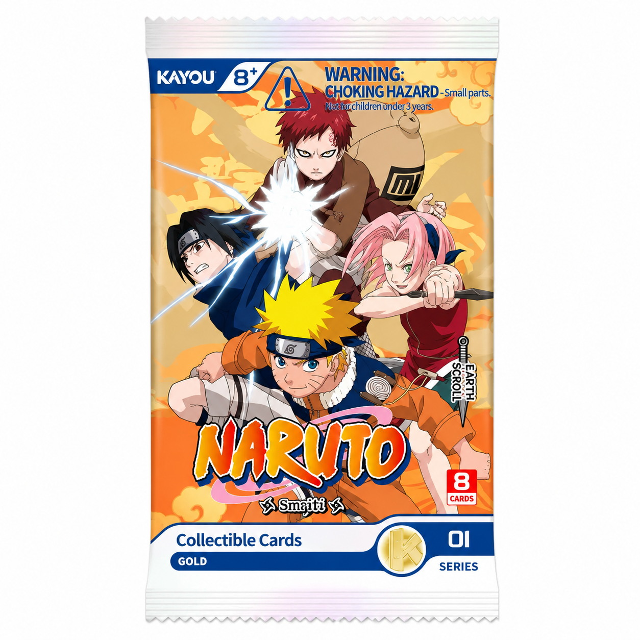 Naruto Collectible Cards Kayou GOLD 01 Series – Earth Scroll - Bustina Singola 8 Carte