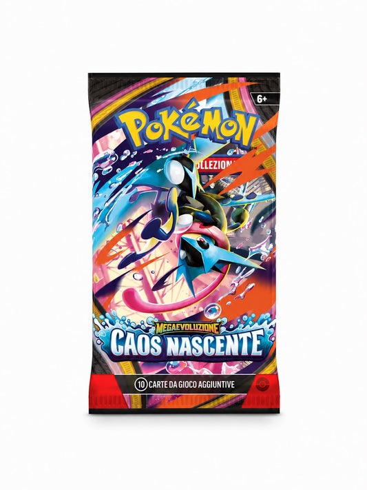 Bustina Singola Pokémon Megaevoluzione Caos Nascente | Edizione Italiana | 10 Carte